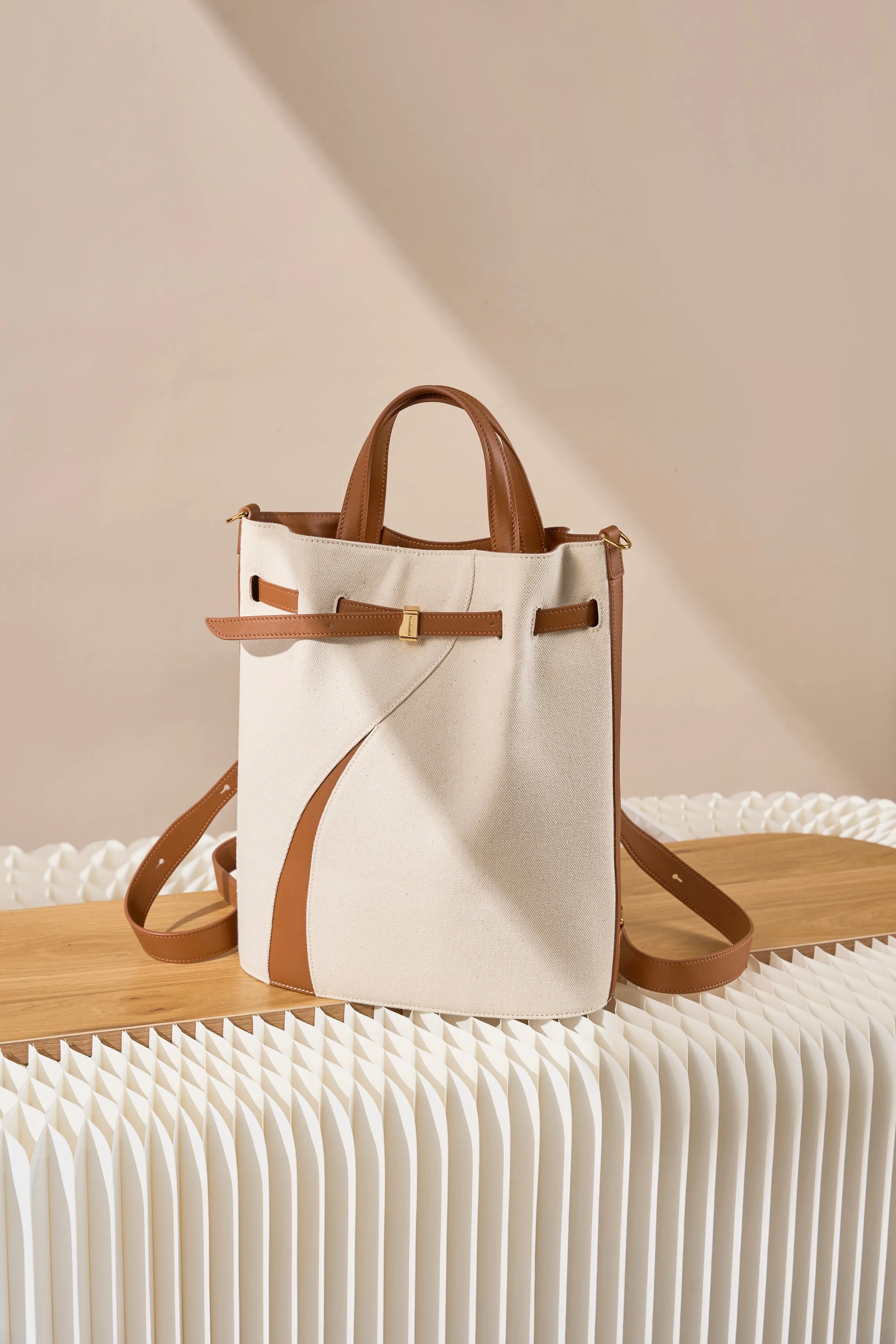 Functional Leather Bucket Bag Big Size