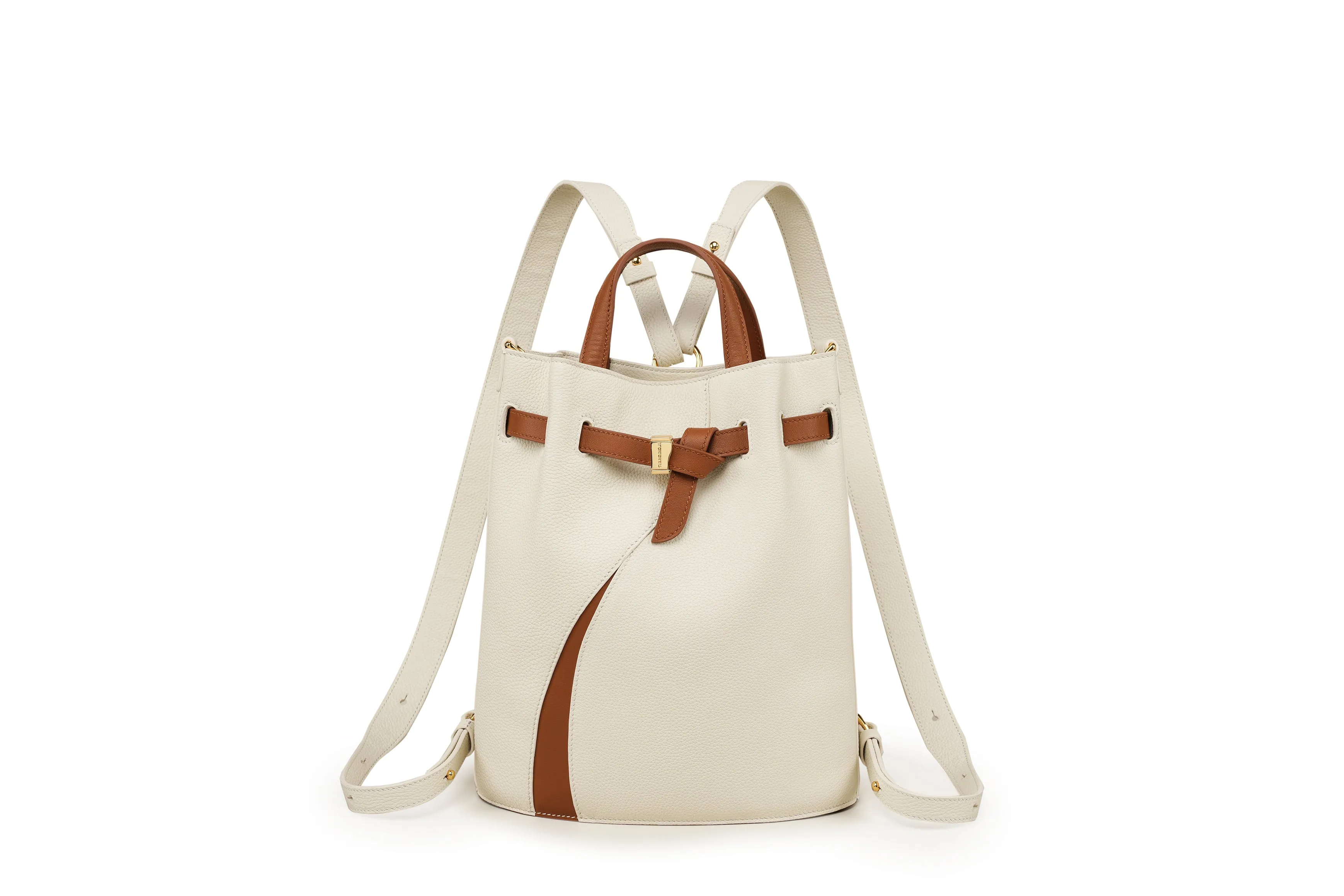 Functional Leather Bucket Bag Small Size