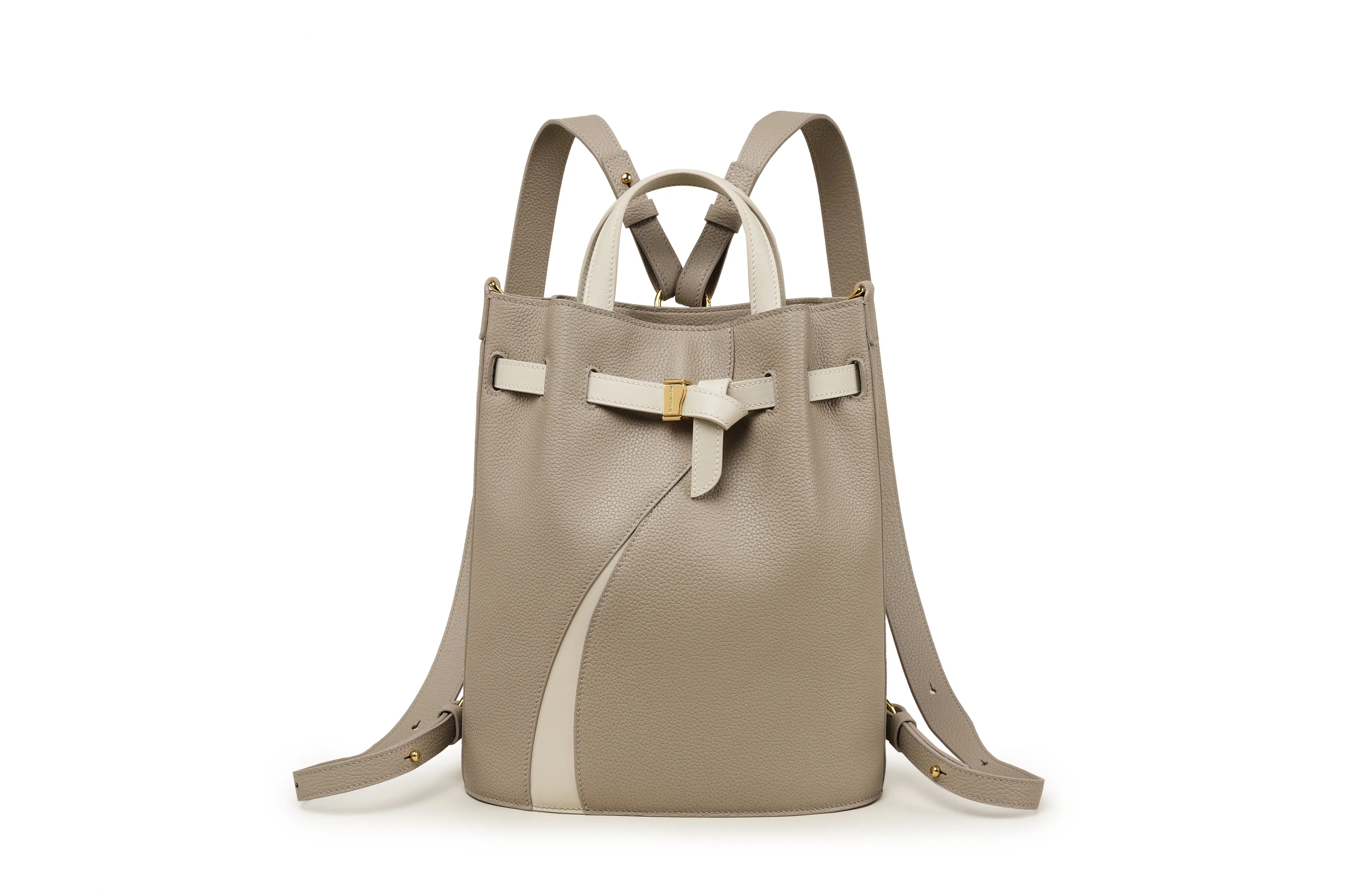 Functional Leather Bucket Bag Small Size