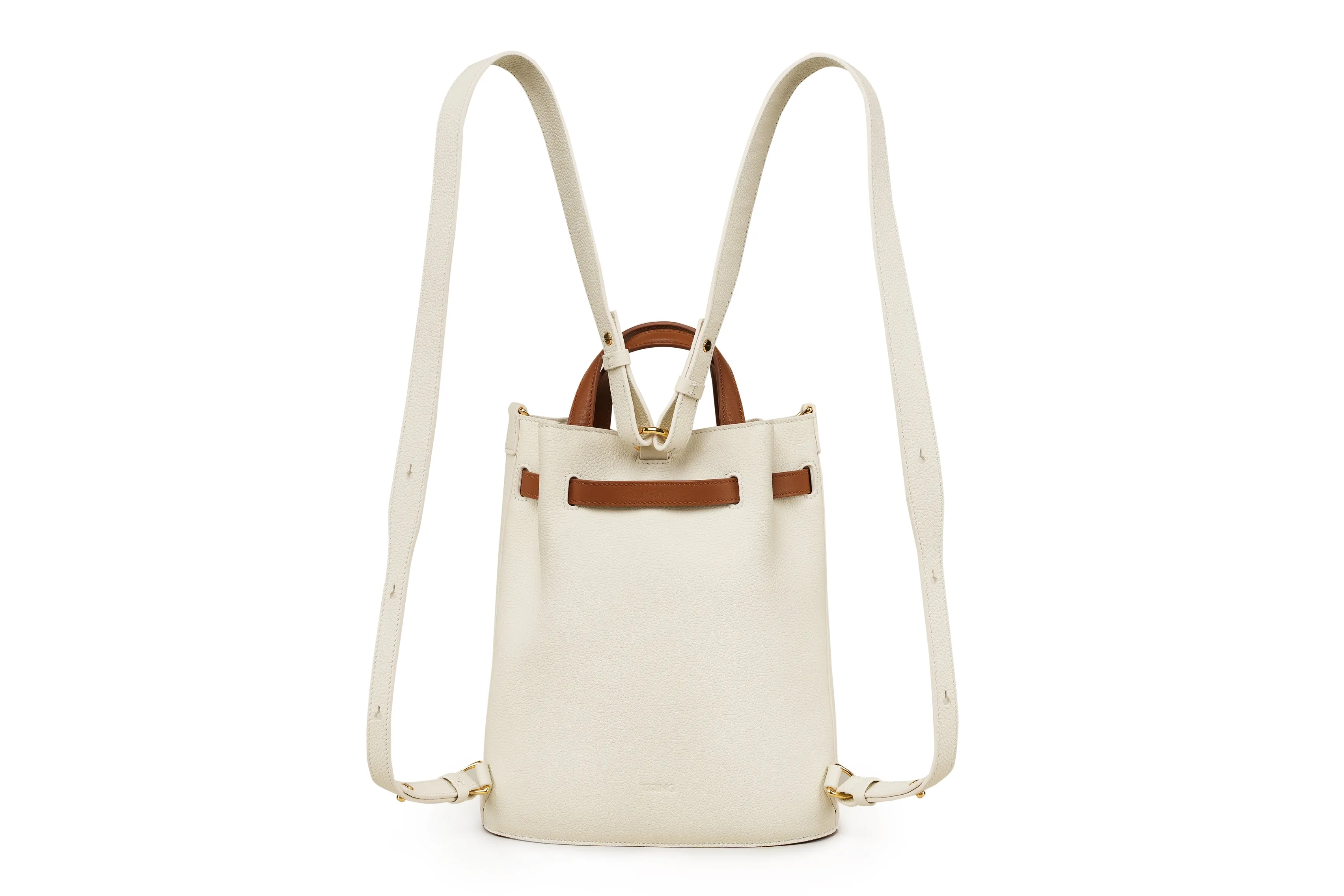 Functional Leather Bucket Bag Small Size