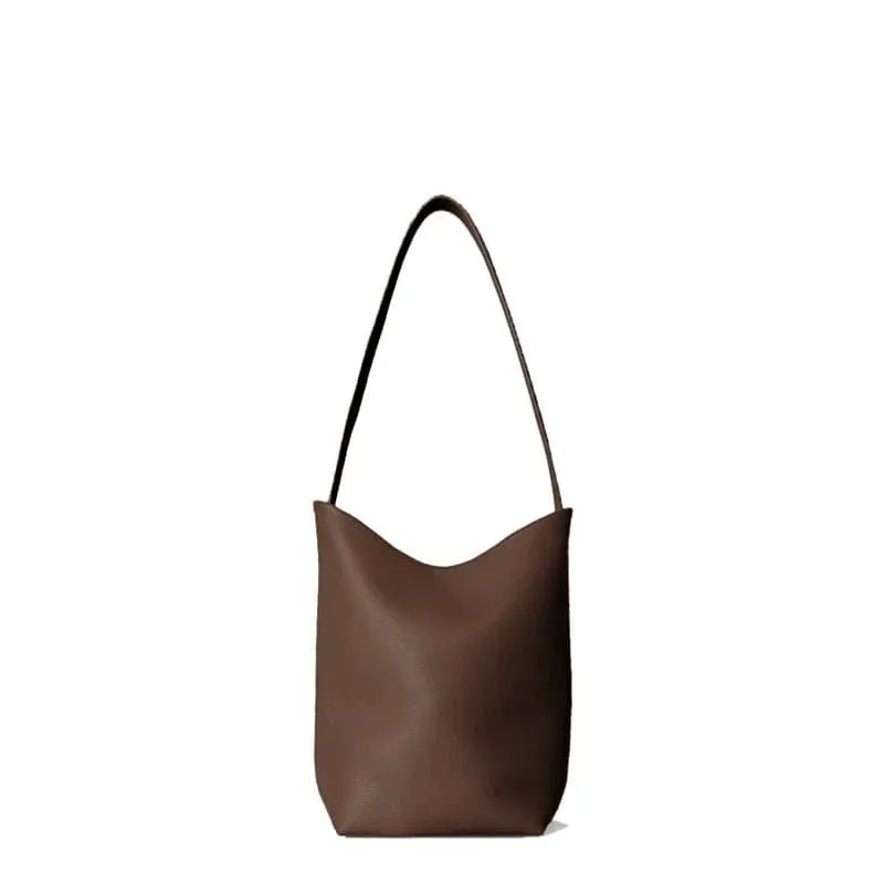 Genuine Leather Bucket Bag - High-Quality Cow Leather Shoulder Handbag