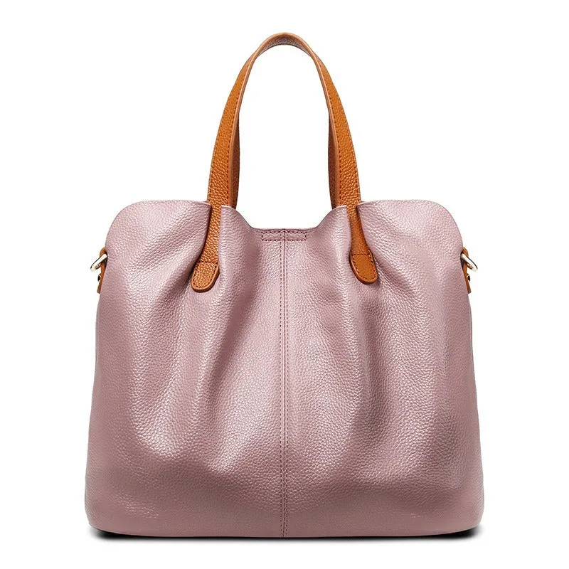 Genuine Leather Handbags Head Layer Cowhide Litchi Grain Women Handbag