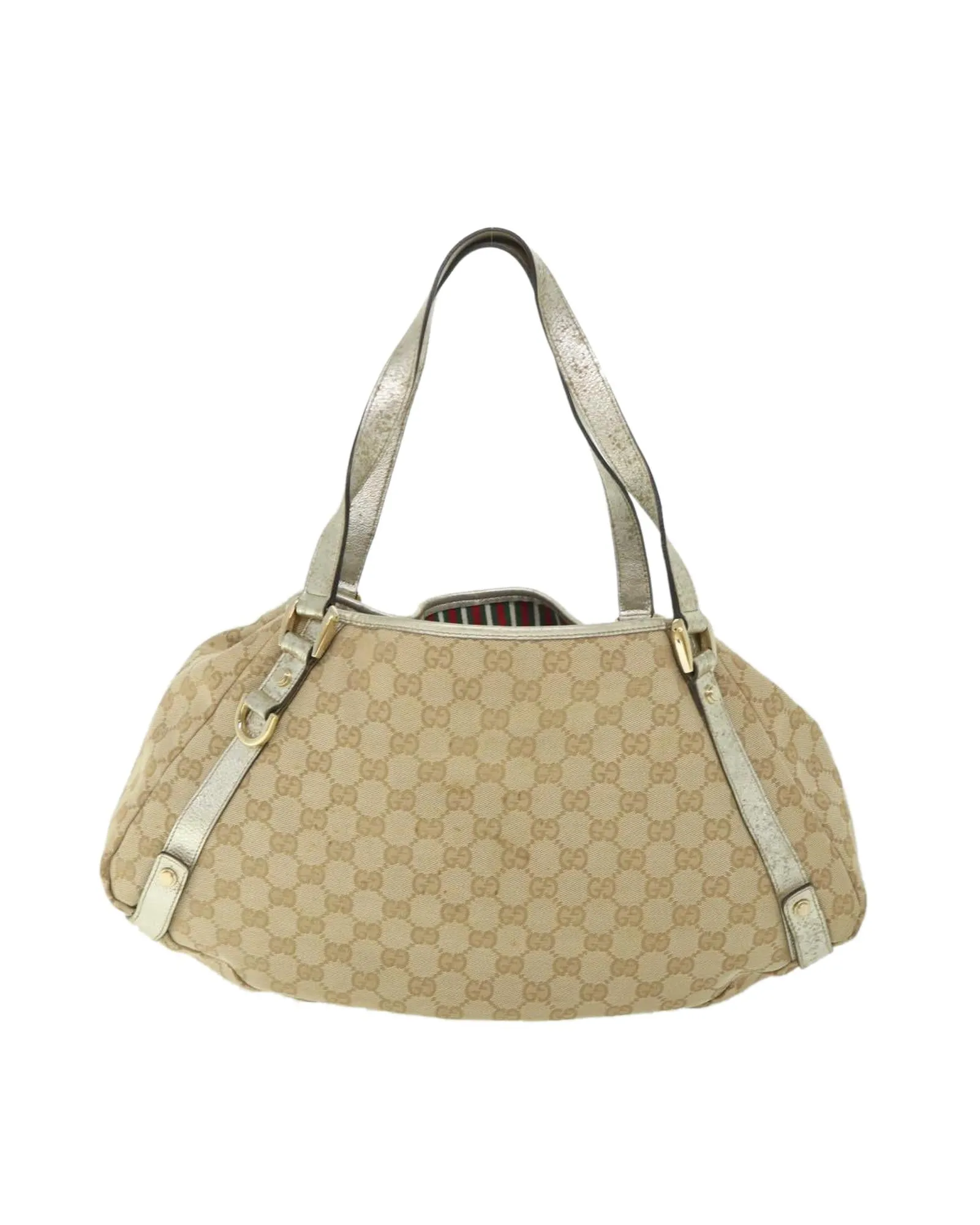 GG Canvas Shoulder Bag with Gold Hardware