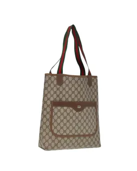 GG Canvas Web Sherry Line Tote Bag PVC Leather