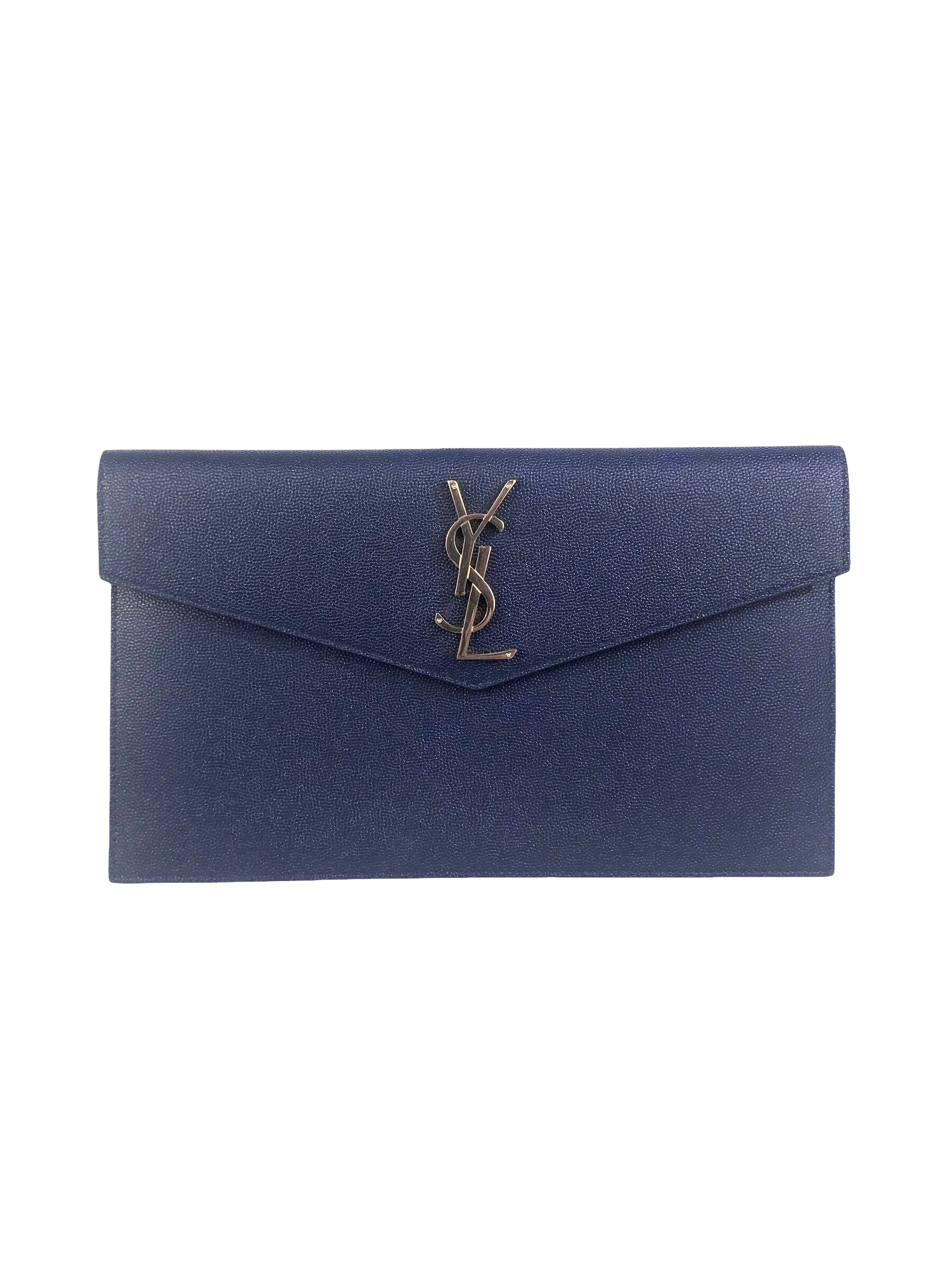 Grain De Poudre Calfskin Uptown Pouch in Blue Charron