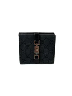 Gucci black signature cloth leather wallet