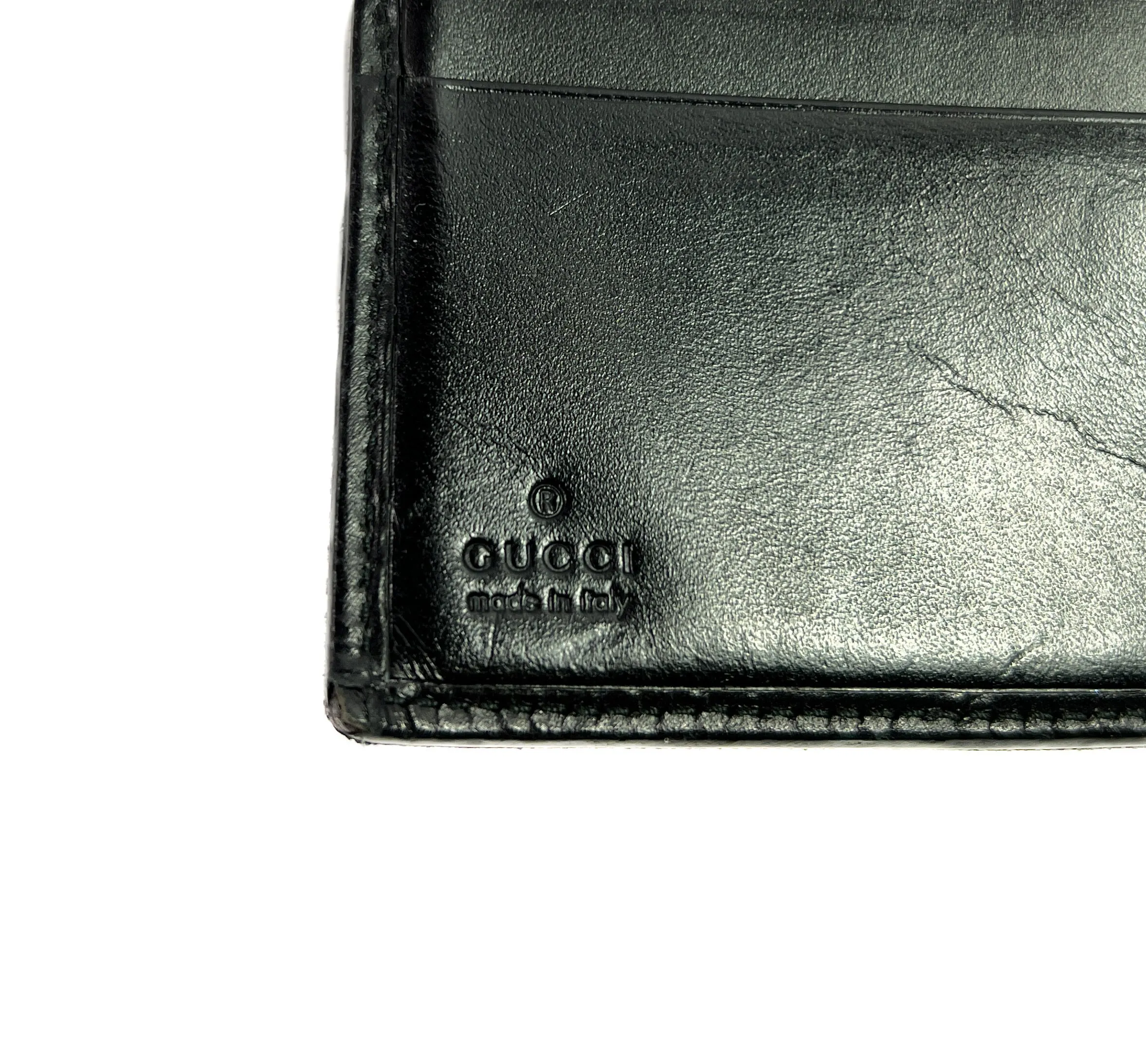 Gucci black signature cloth leather wallet