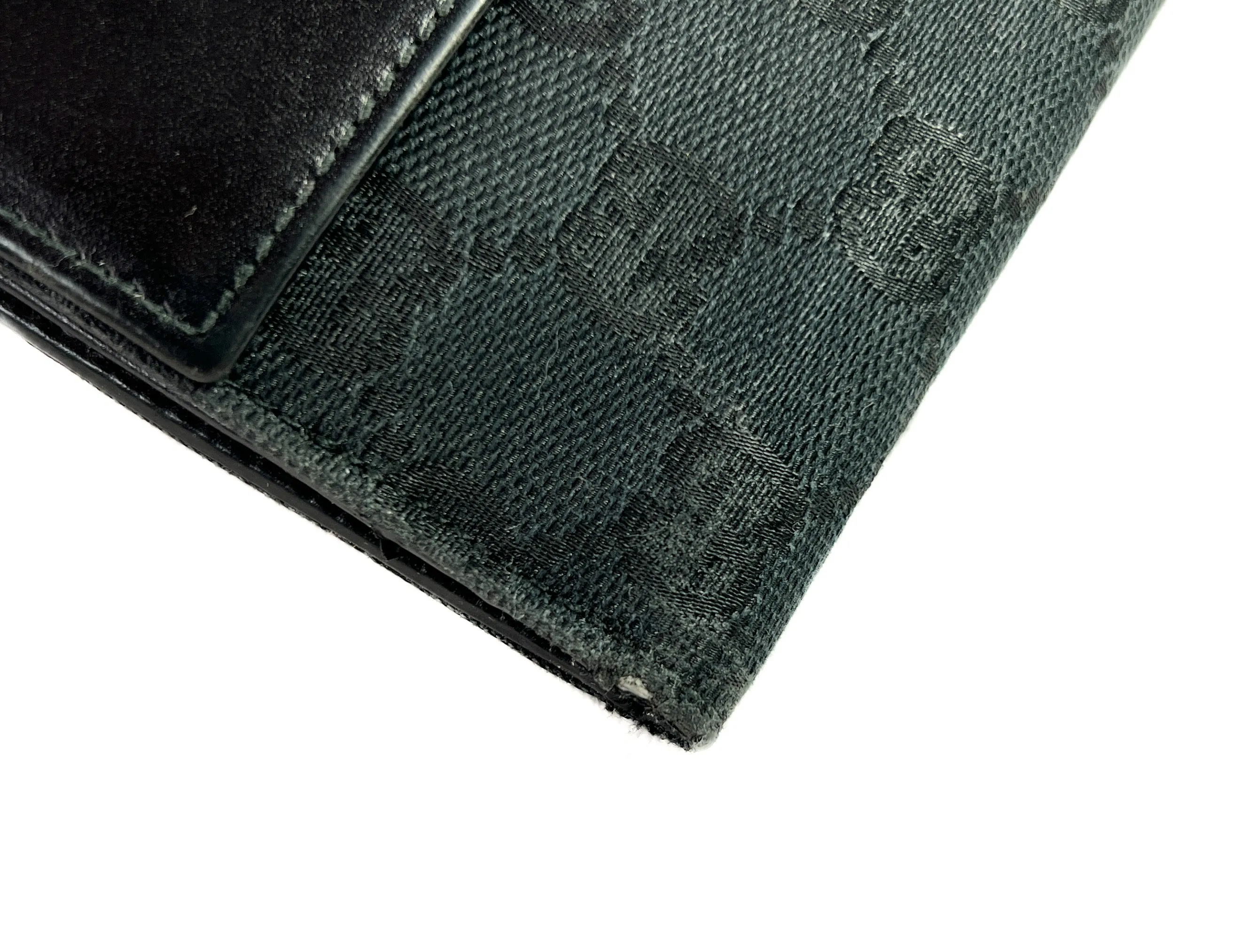 Gucci black signature cloth leather wallet