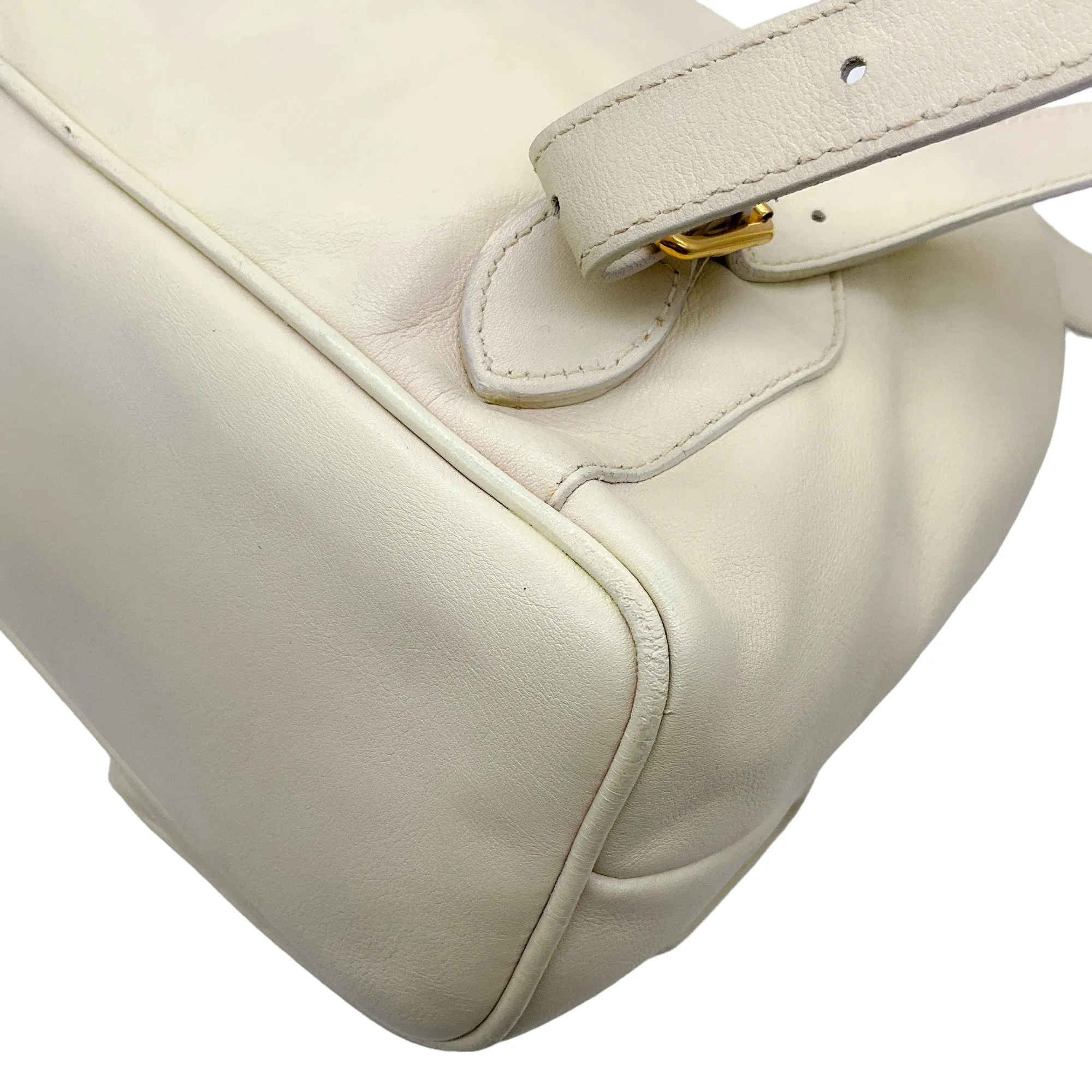 Gucci Vintage Cream Leather Backpack with Bamboo Handle