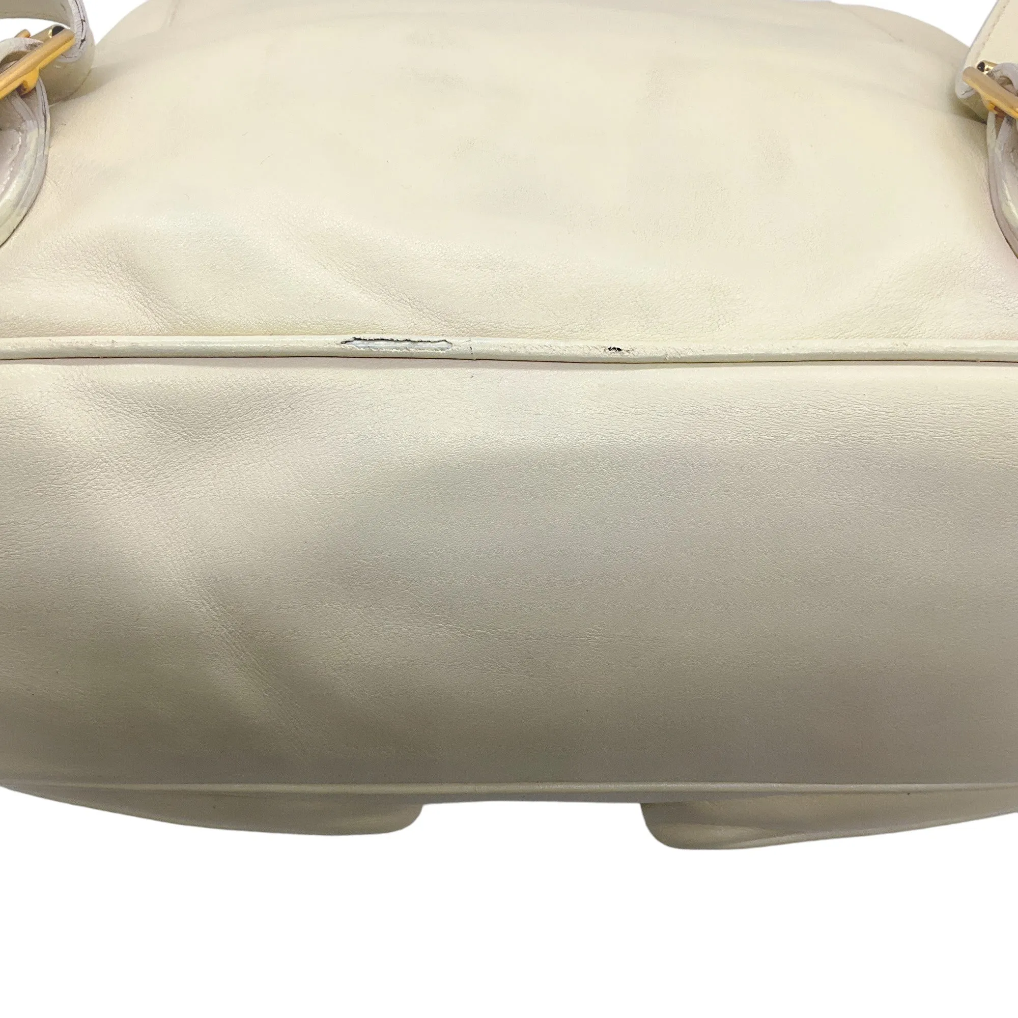 Gucci Vintage Cream Leather Backpack with Bamboo Handle