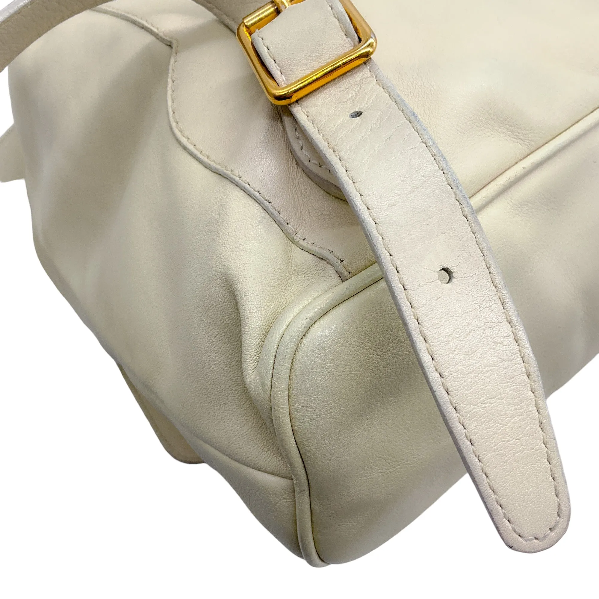 Gucci Vintage Cream Leather Backpack with Bamboo Handle