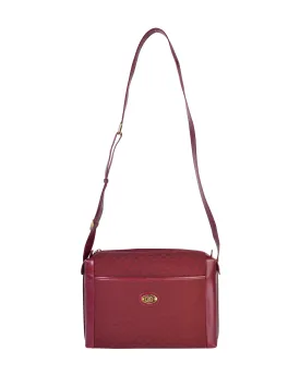 Gucci Vintage Maroon Leather and GG Logo Monogram Fabric Crossbody Bag