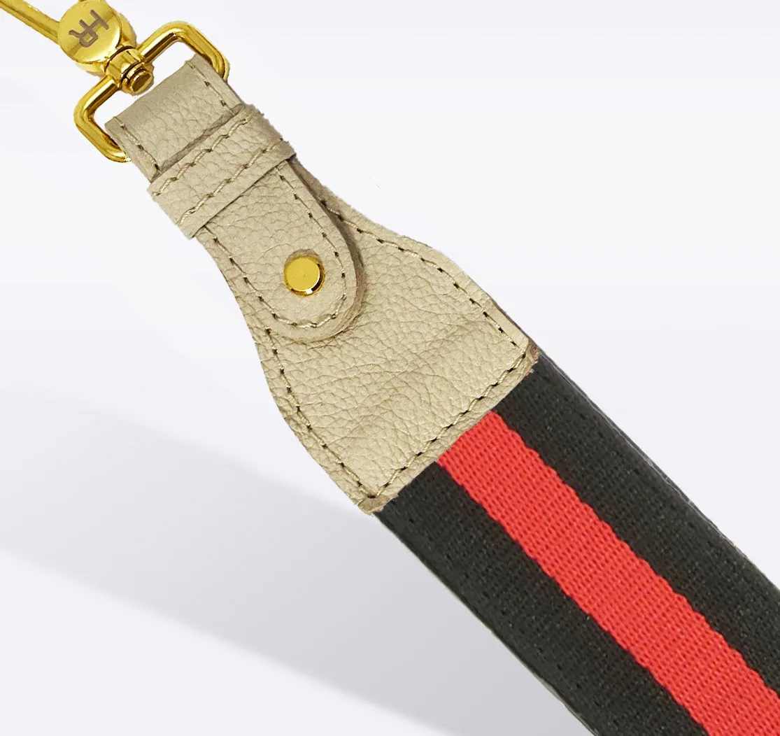 Hampton Road Designs Striped Bag Strap - Black and Red