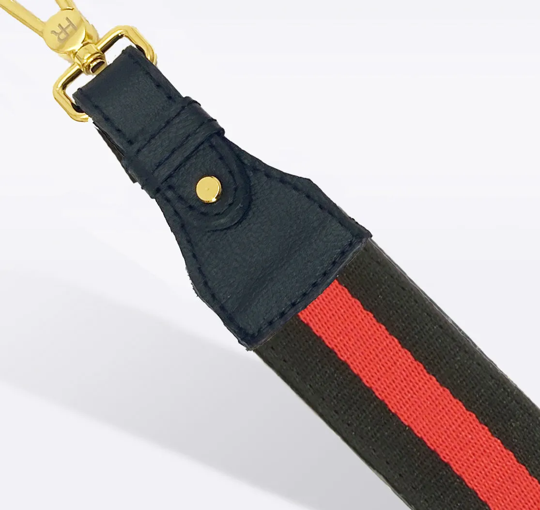 Hampton Road Designs Striped Bag Strap - Black and Red