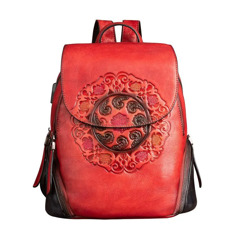 Handmade Embossed Vintage Fashion Backpack