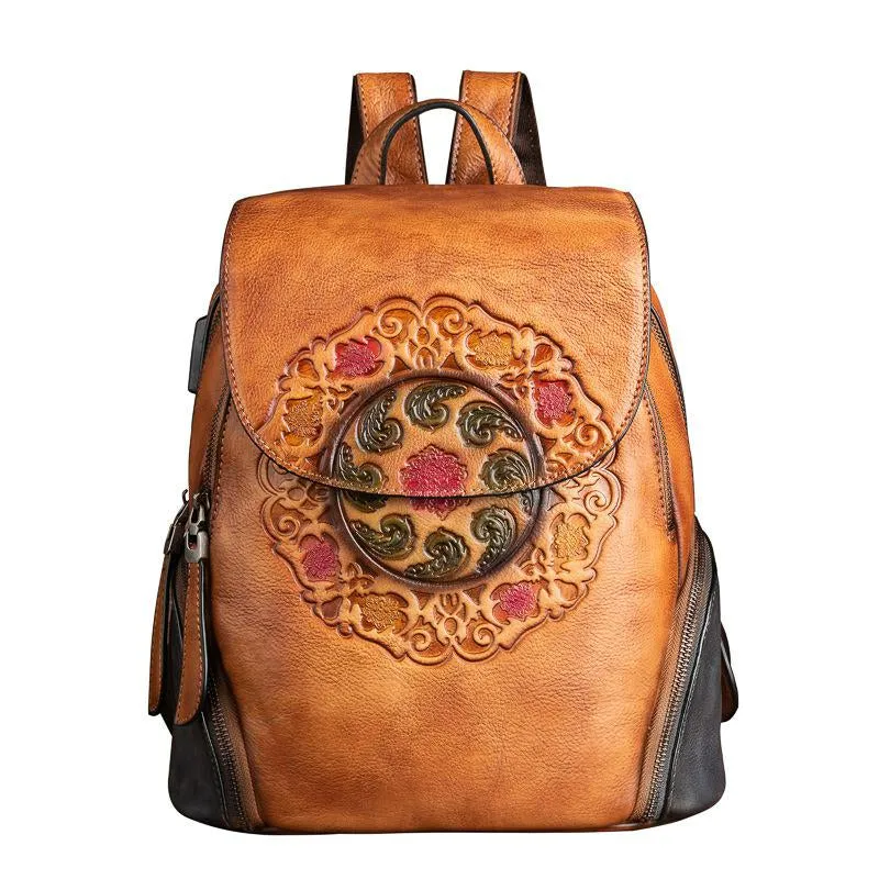 Handmade Embossed Vintage Fashion Backpack