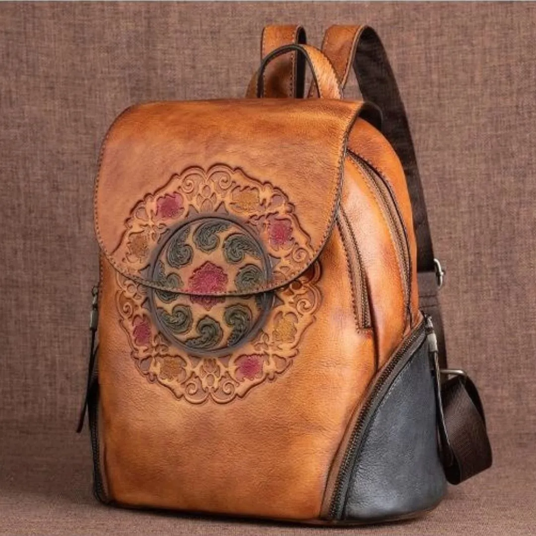 Handmade Embossed Vintage Fashion Backpack