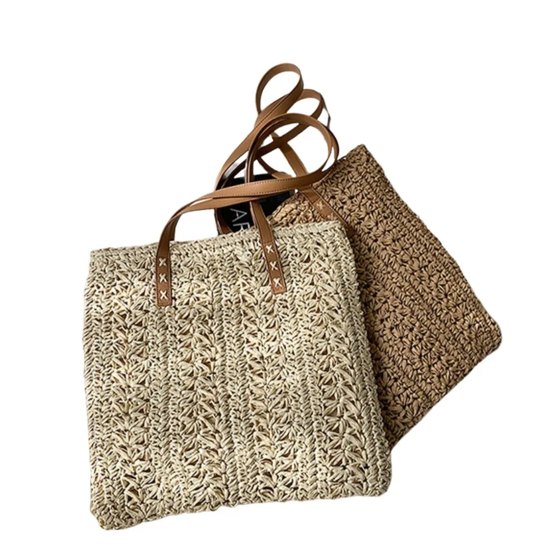 Handmade Square Straw Beach Bag