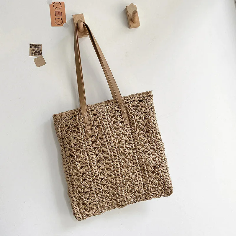 Handmade Square Straw Beach Bag