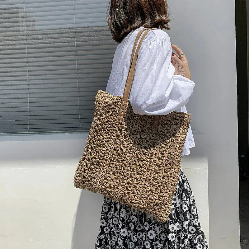 Handmade Square Straw Beach Bag