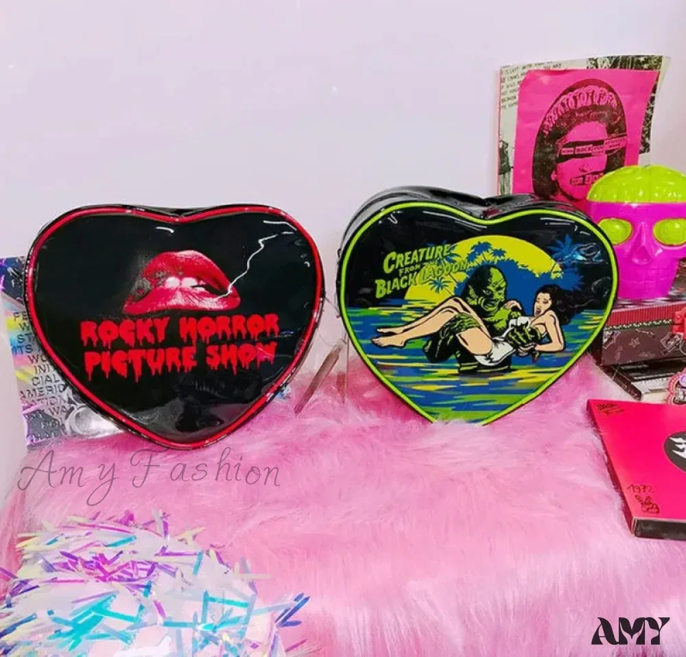 Heart Bag Punk Fashion Mini Gothic Rock Crossbody Y2k Grunge