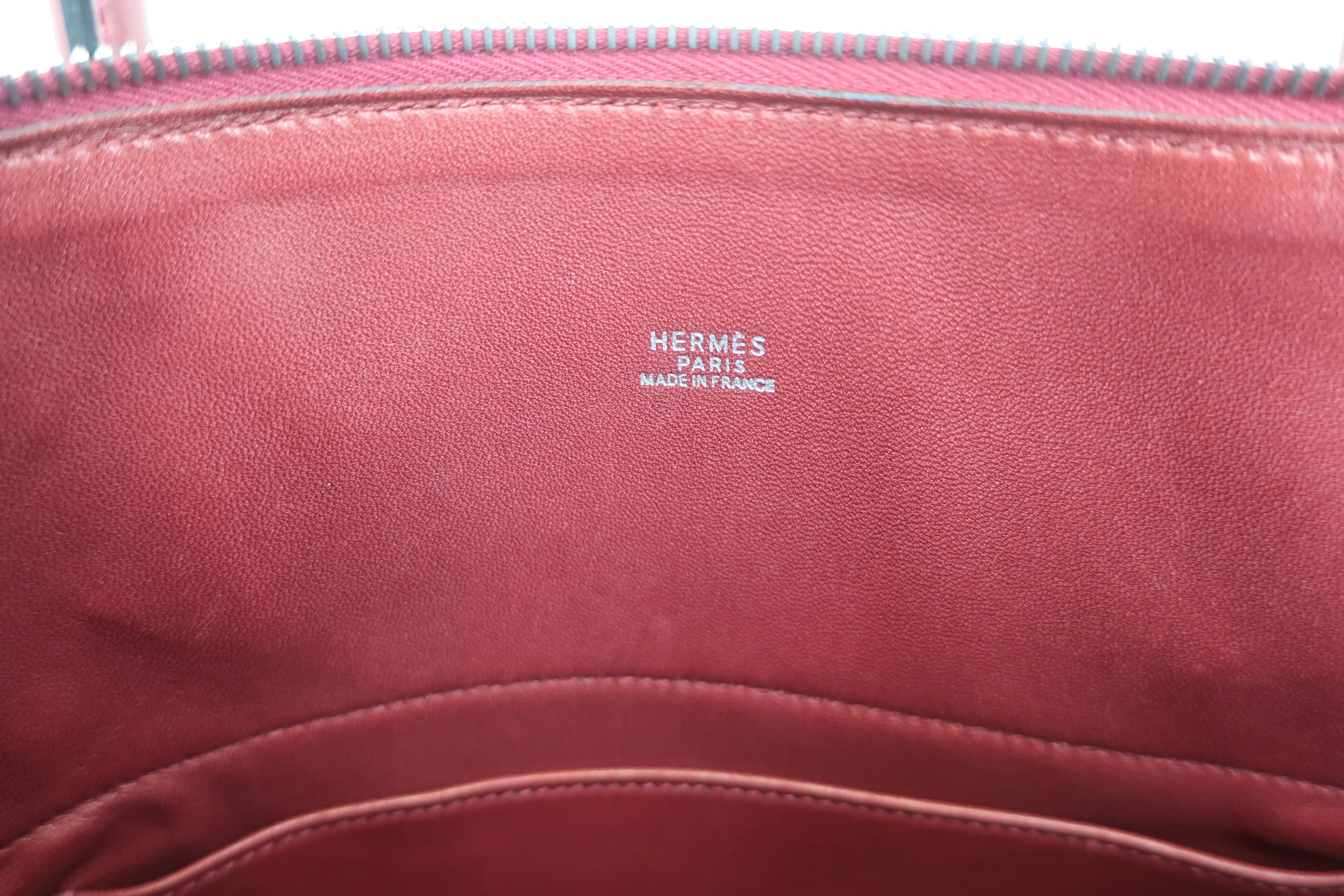 HERMES／エルメス ボリード31 ボックスカーフ ルージュアッシュ □D刻印 ショルダーバッグ 600070189