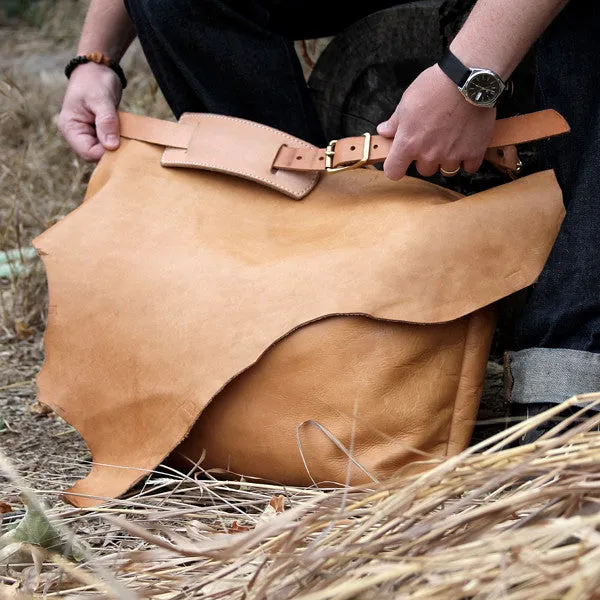 Large Leather Messenger Bag - Natural "Cascade"