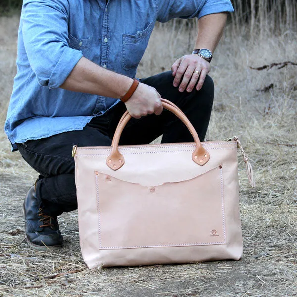 Large Leather Utility Bag - Natural