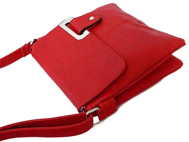 LARGE RED MULTI POCKET CROSS BODY MESSENGER BAG