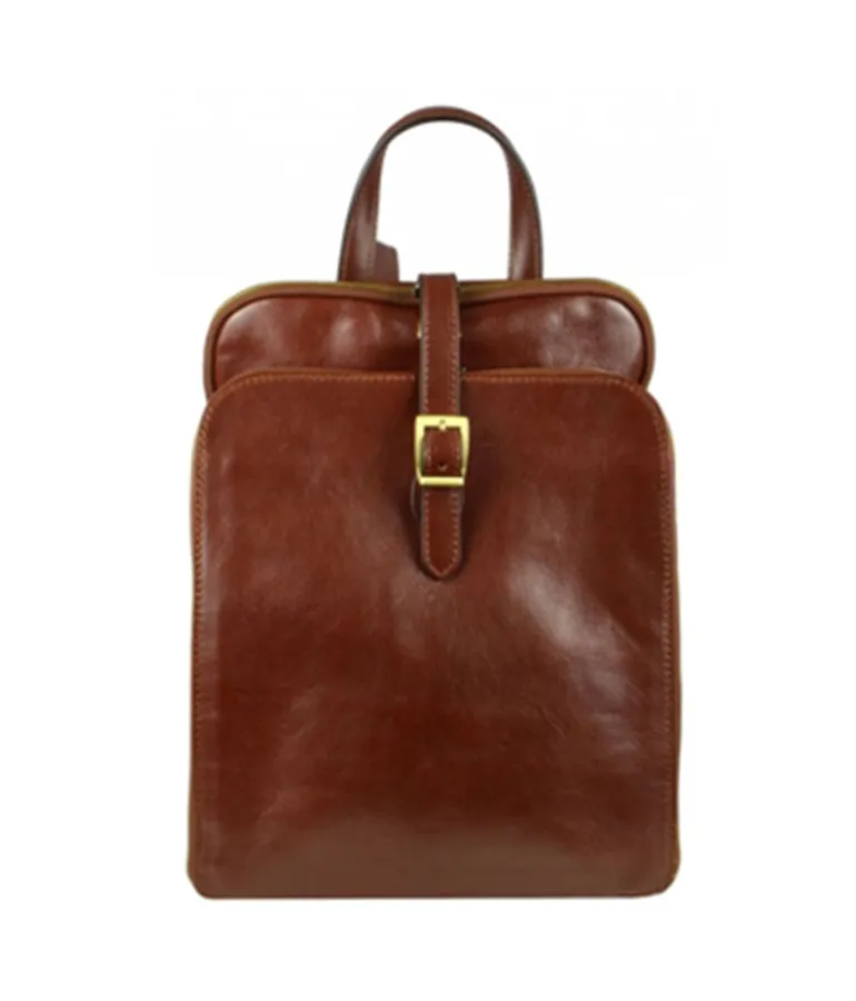 Leather Backpack - Brown Convertible