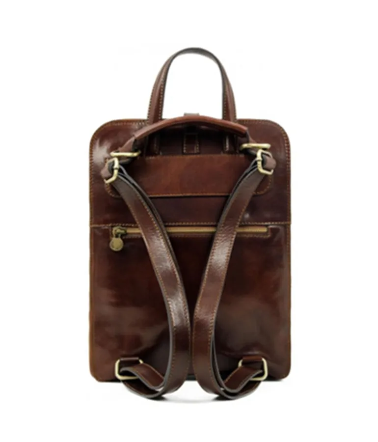 Leather Backpack - Brown Convertible