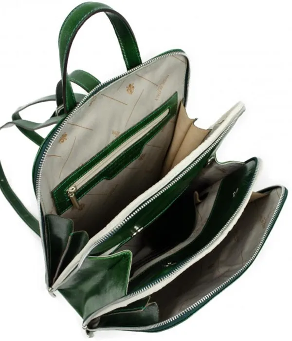 Leather Backpack - Green Convertible