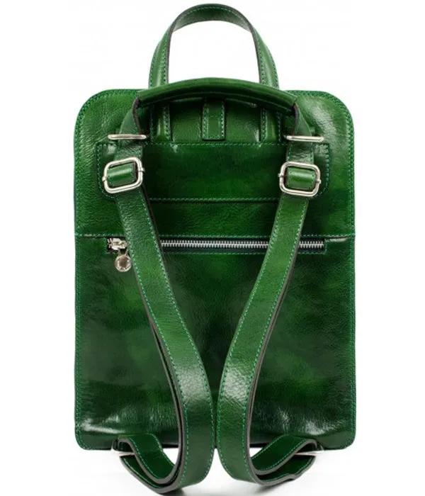 Leather Backpack - Green Convertible