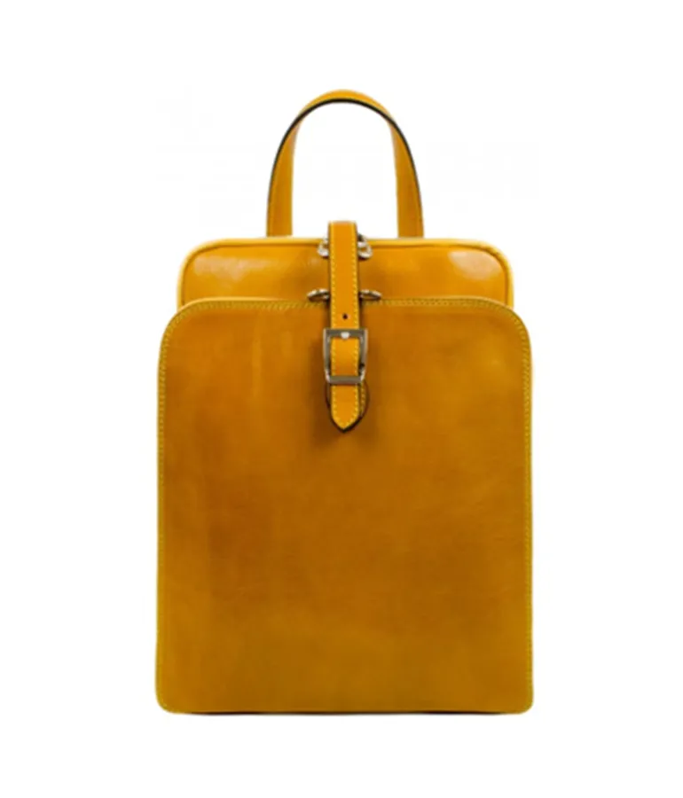 Leather Backpack - Mustard Convertible