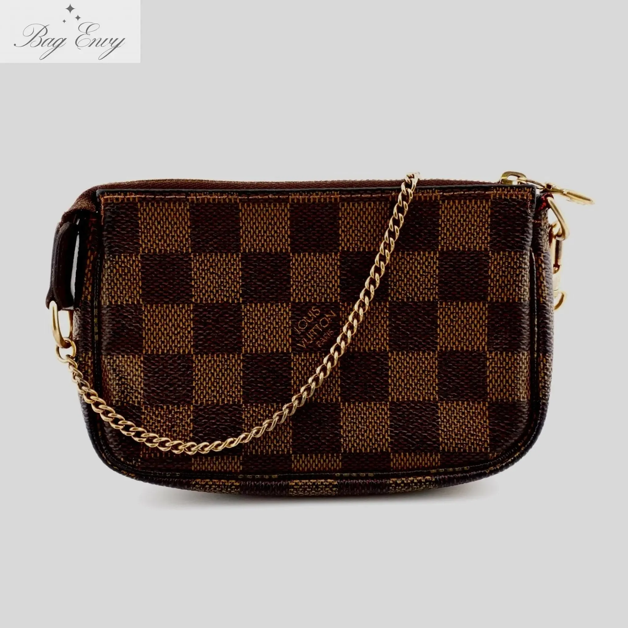 LOUIS VUITTON Damier Ebene Mini Pochette Accessories with Chain