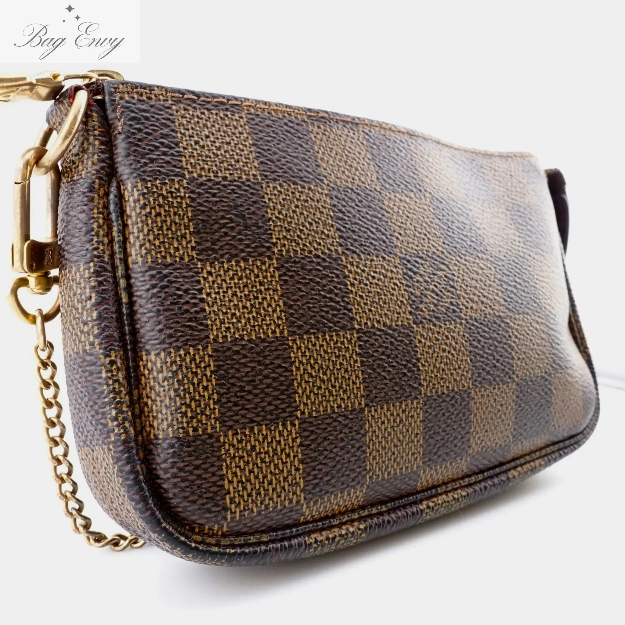 LOUIS VUITTON Damier Ebene Mini Pochette Accessories with Chain