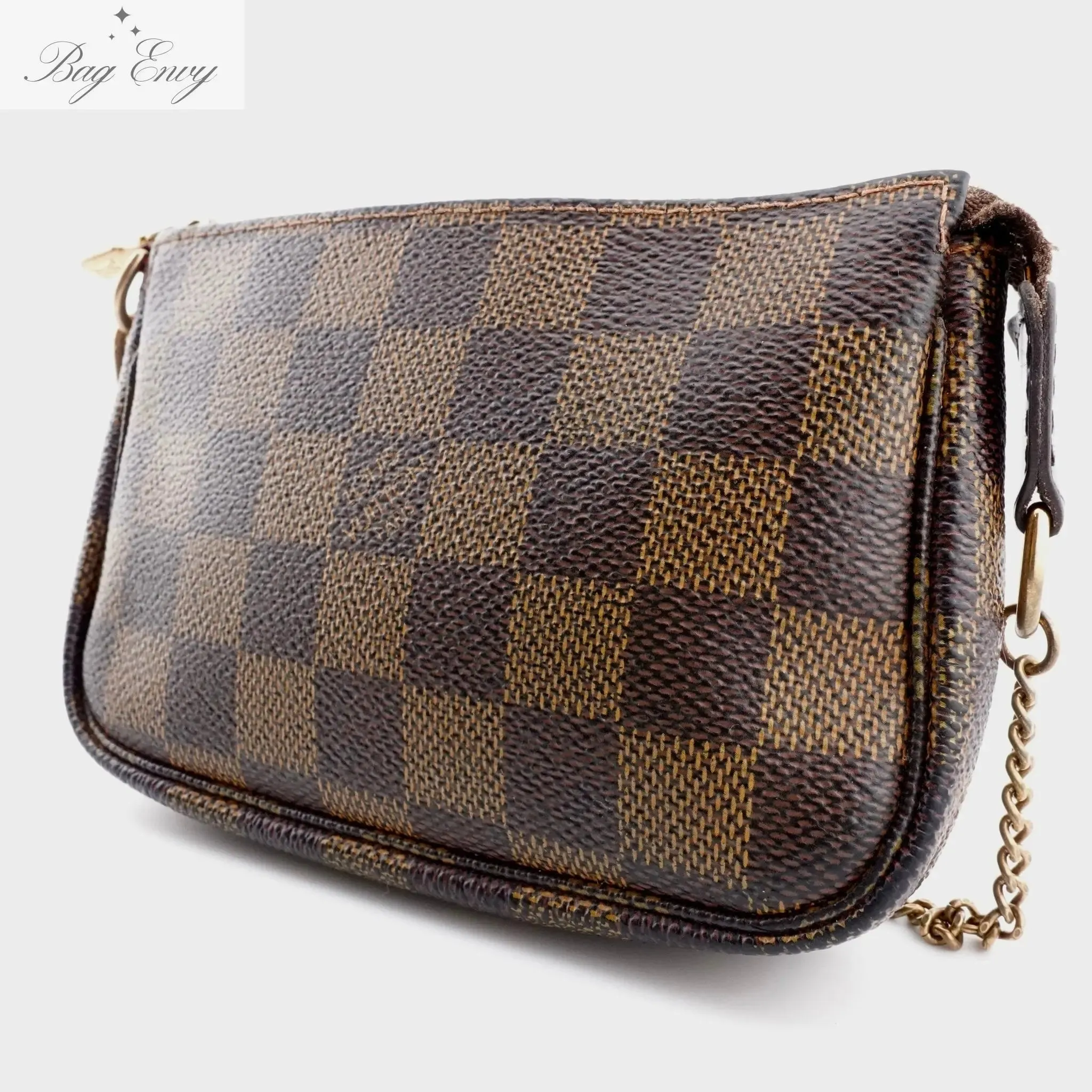 LOUIS VUITTON Damier Ebene Mini Pochette Accessories with Chain