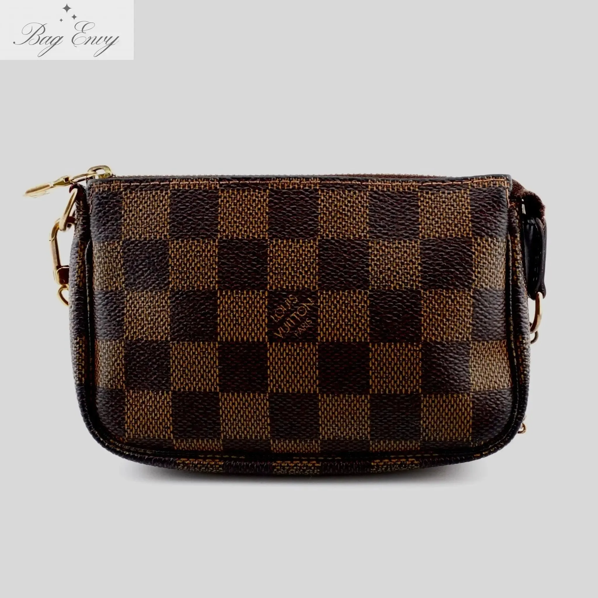 LOUIS VUITTON Damier Ebene Mini Pochette Accessories with Chain