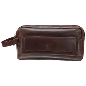 Mancini Leather Buffalo Dual Top Zipper Toiletry Bag