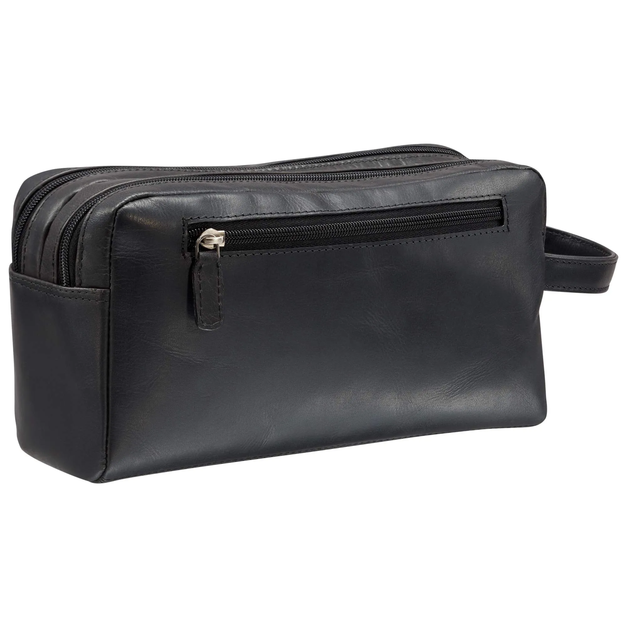 Mancini Leather Buffalo Dual Top Zipper Toiletry Bag