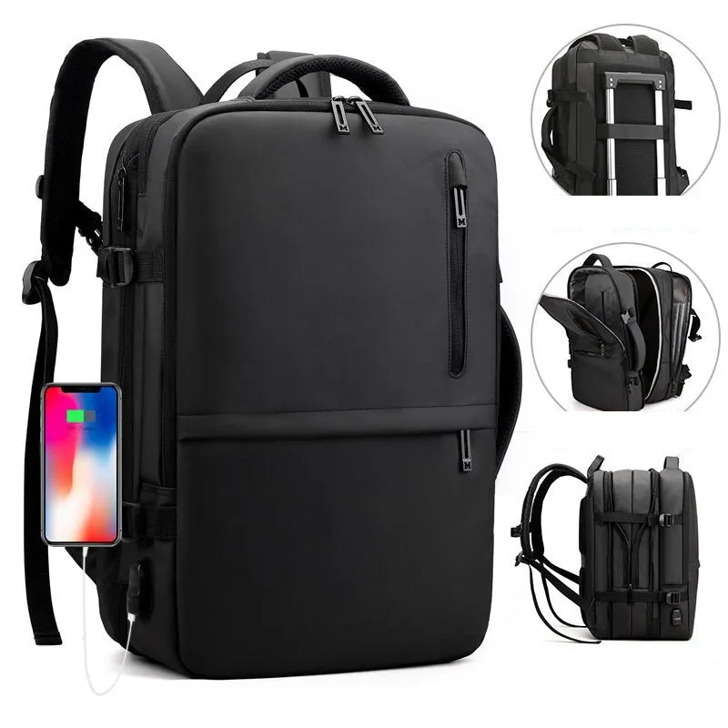 Man's Business Backpack High-Quality Nylon Notebook Backbag USB