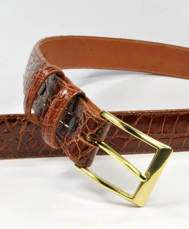 Men's Genuine Alligator Leather Belt - Brown