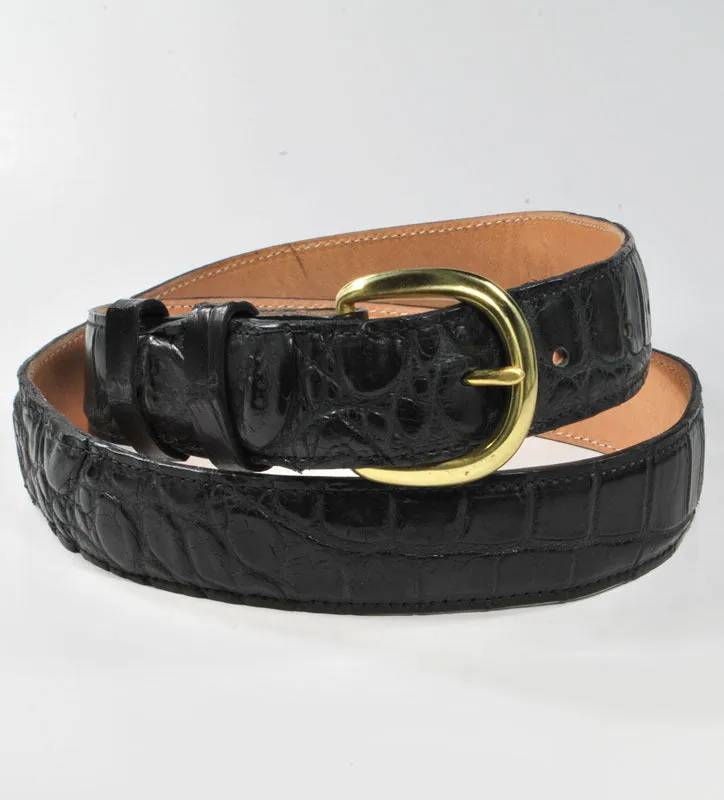 Men's Genuine Alligator Leather Belt - Soft Black