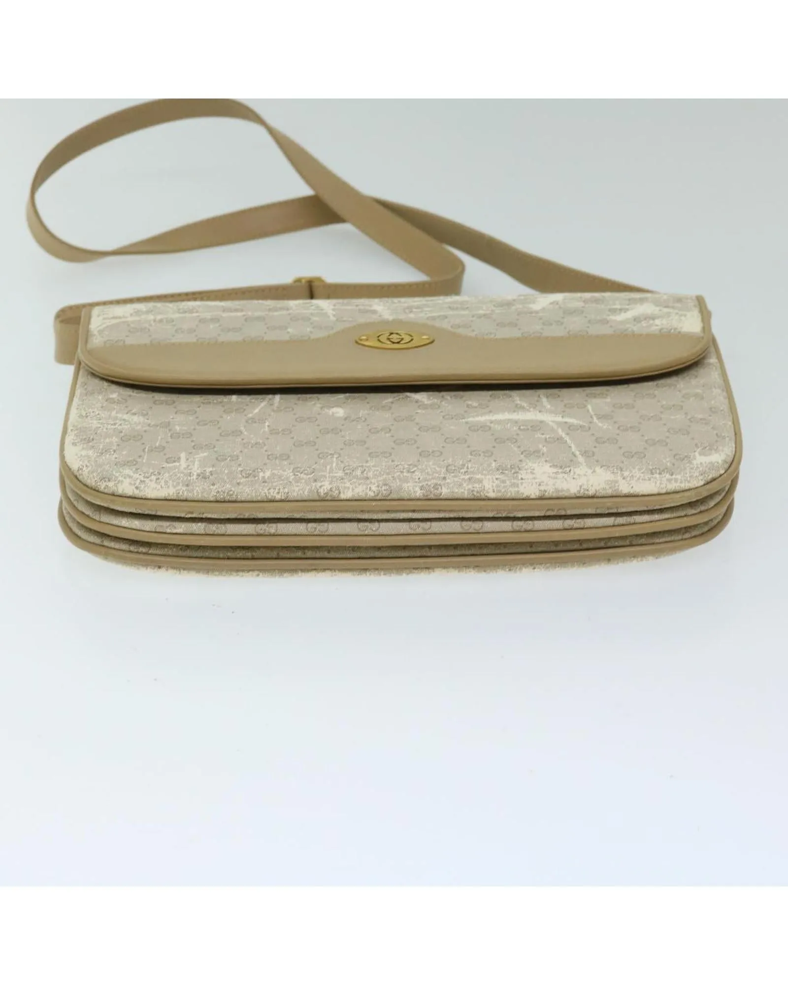 Micro GG Canvas Shoulder Bag in Beige