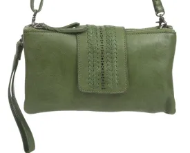 Modapelle - LEATHER SHOULDER/CROSSBODY/WRISTLET BAG - GREEN