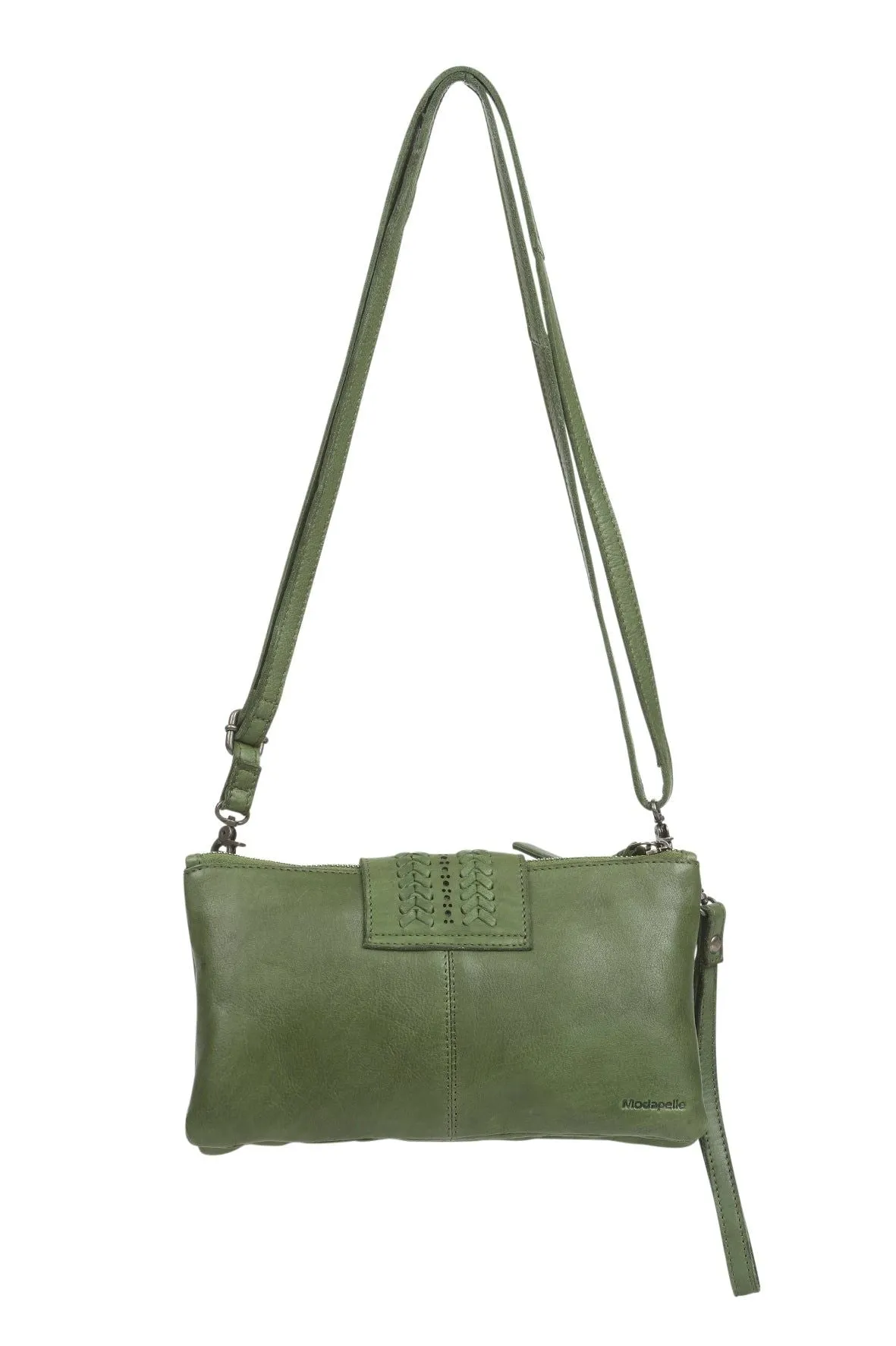 Modapelle - LEATHER SHOULDER/CROSSBODY/WRISTLET BAG - GREEN