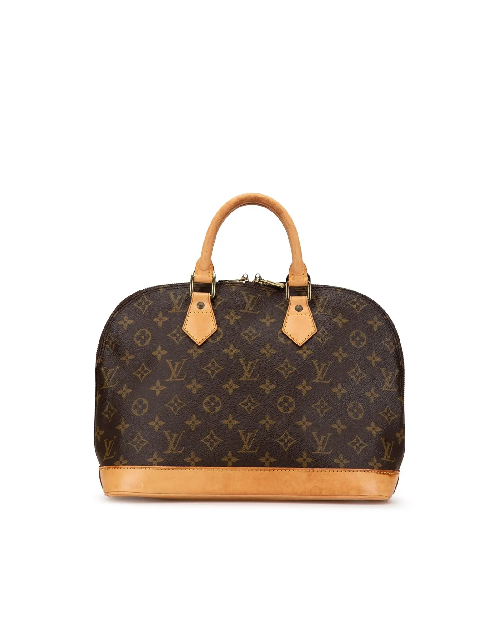 Monogram Canvas Alma PM with Leather Handles and Top Zip Closure