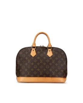 Monogram Canvas Alma PM with Leather Handles and Top Zip Closure