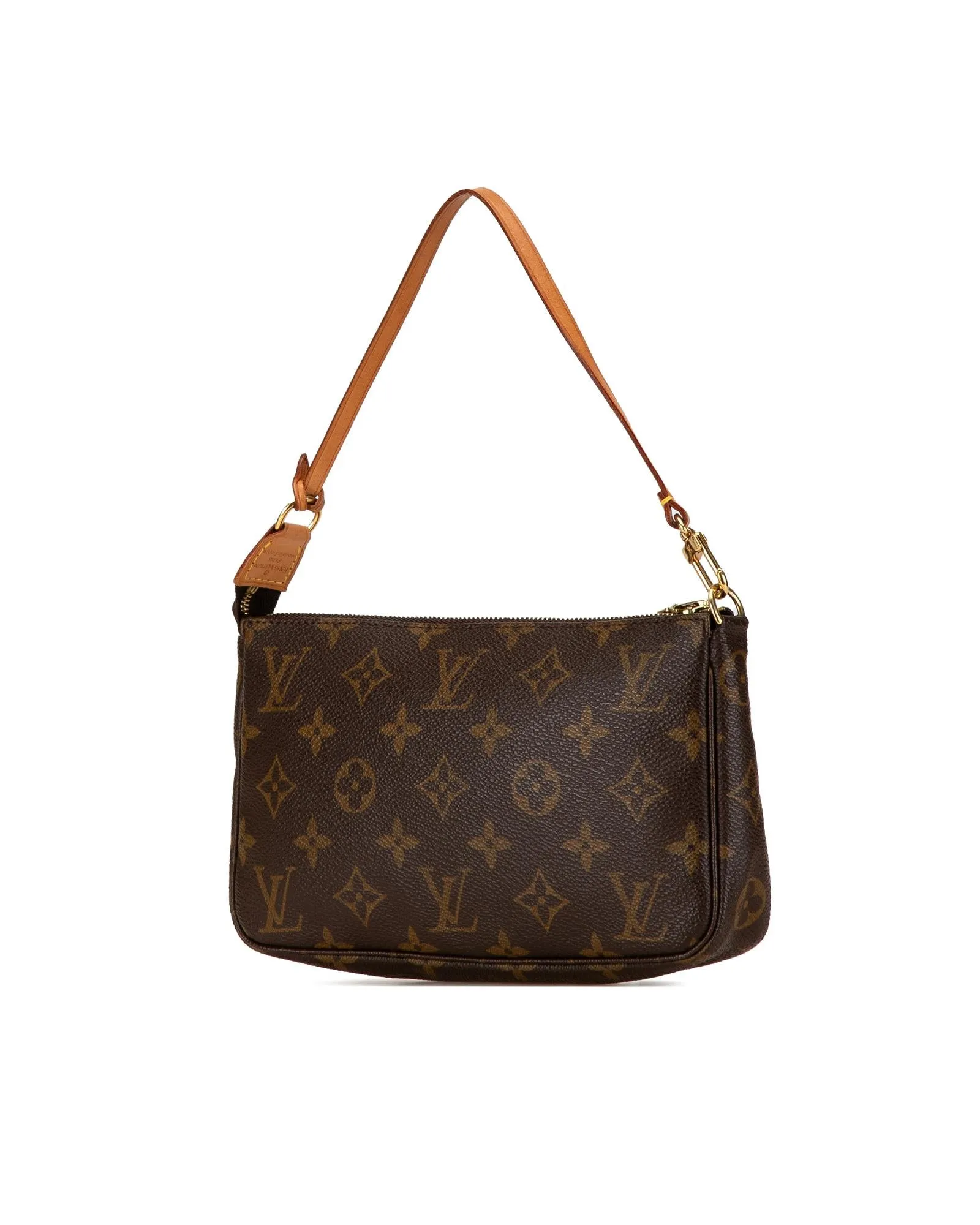 Monogram Pochette with Vachetta Leather Strap and Top Zip Closure