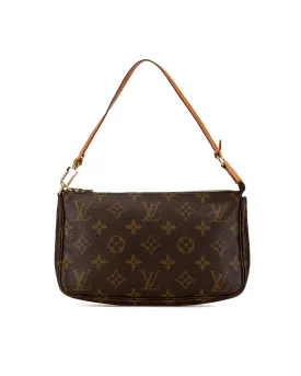 Monogram Pochette with Vachetta Leather Strap and Top Zip Closure